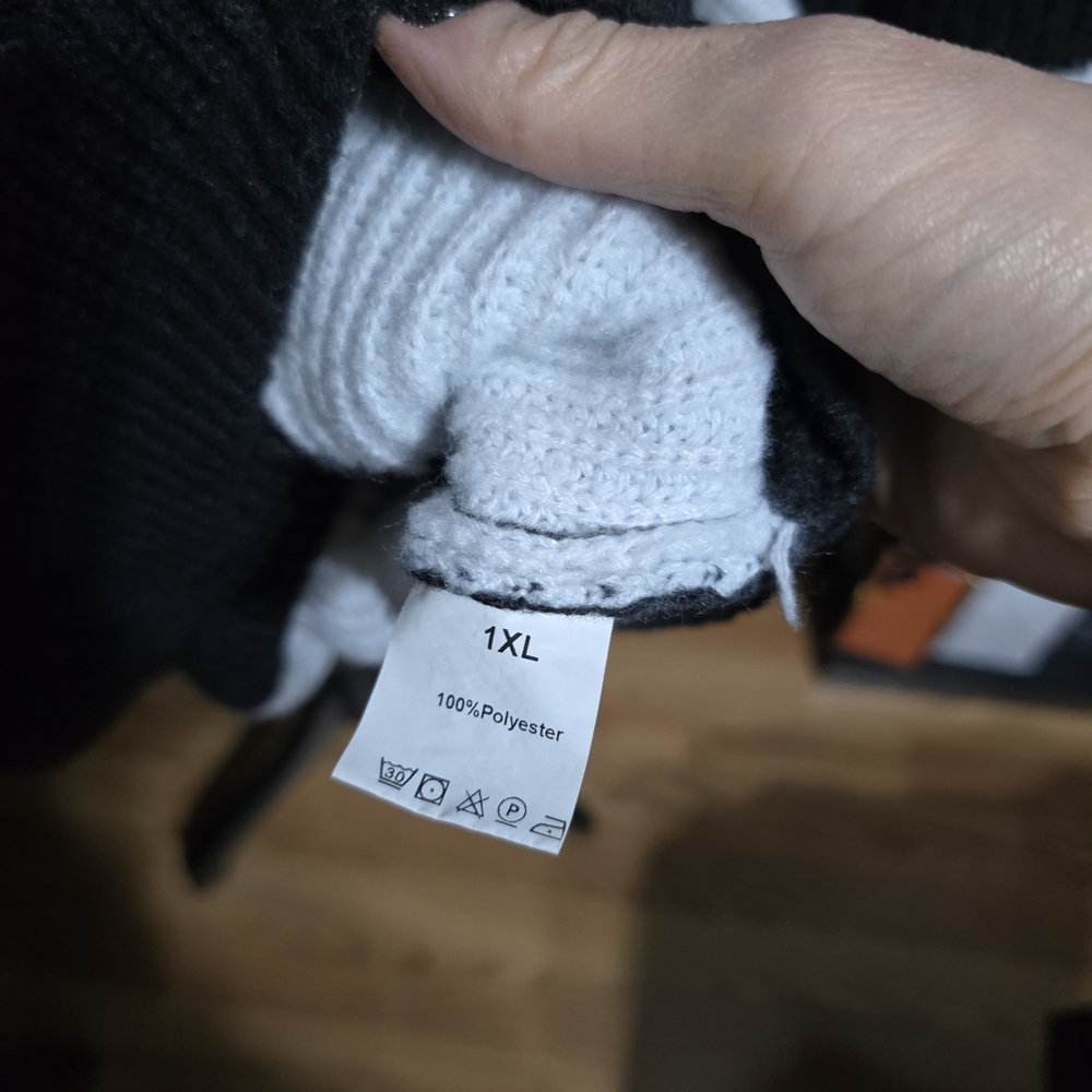Striped Black and White Turtleneck Sweater Dress, XL - Picture 7 of 7